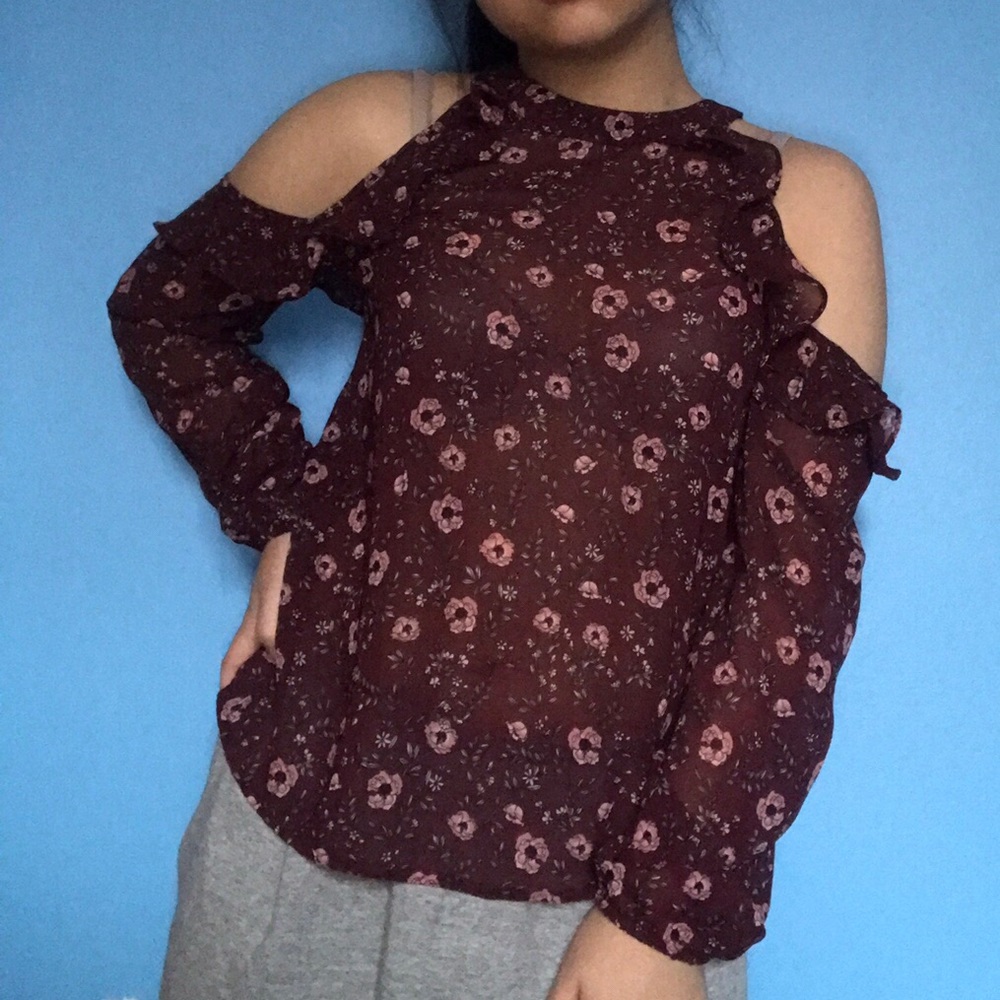 Maroon Floral Blouse